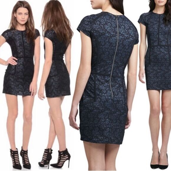 Parker Dia Midnight Blue Lace Sheath Dress Sz M - Picture 1 of 7